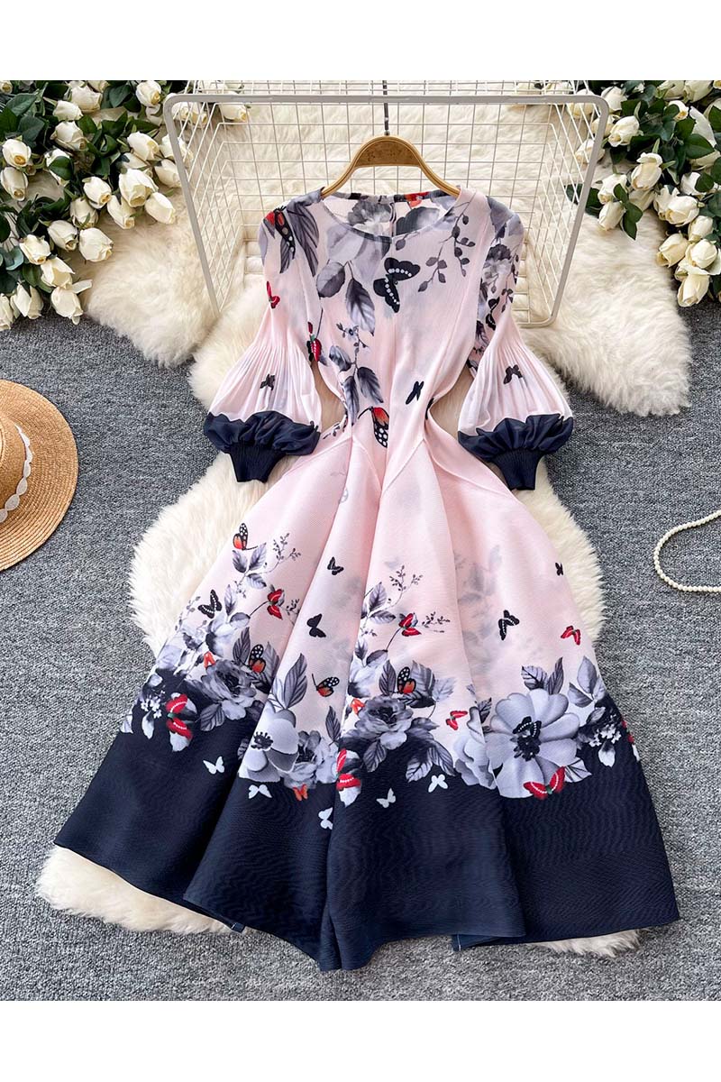 Floral Print Puff Sleeve Casual Dress