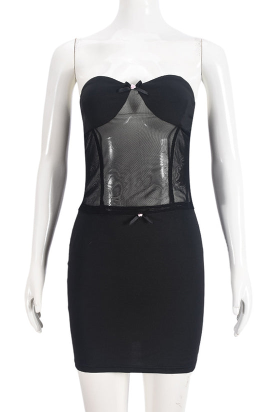 Strapless Mesh Bodycon Skirt Set