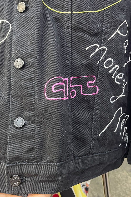 Graphic Text Print Denim Jacket