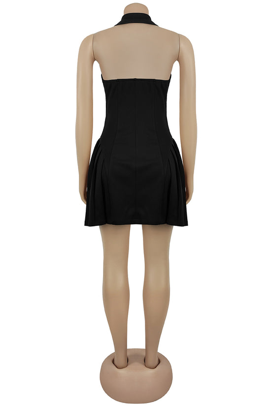 Button Front Sleeveless V-Neck Casual Dress