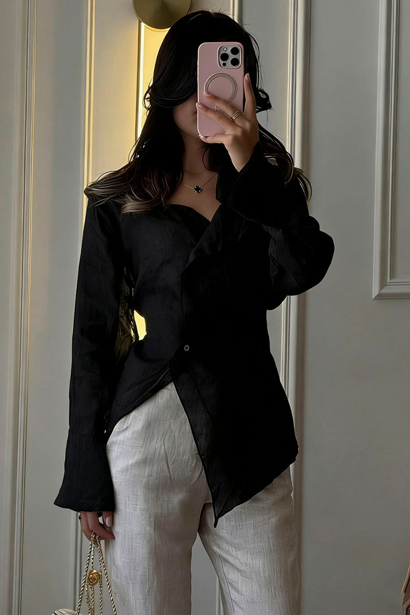 Ruffle Hem Asymmetric Blouse
