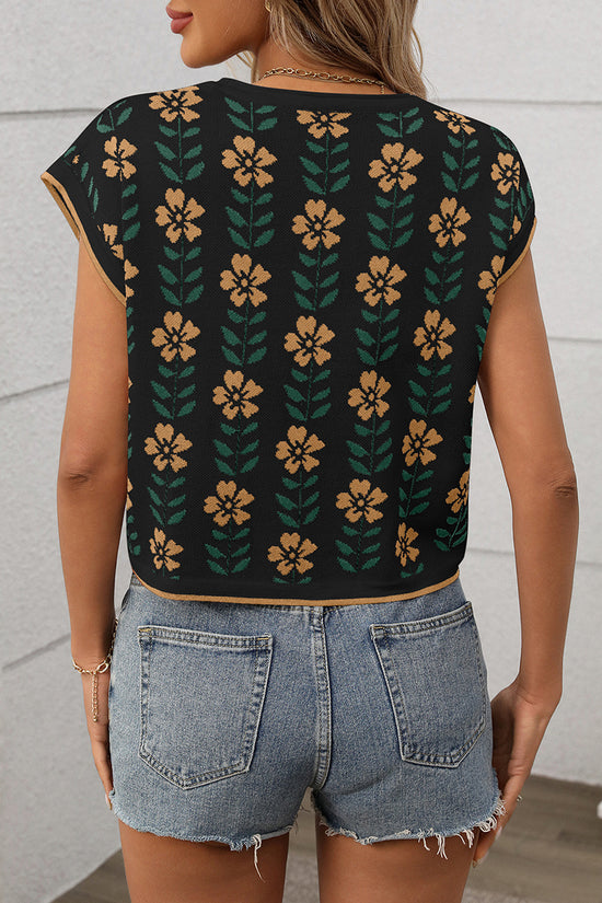 Floral Pattern Sweater Vest