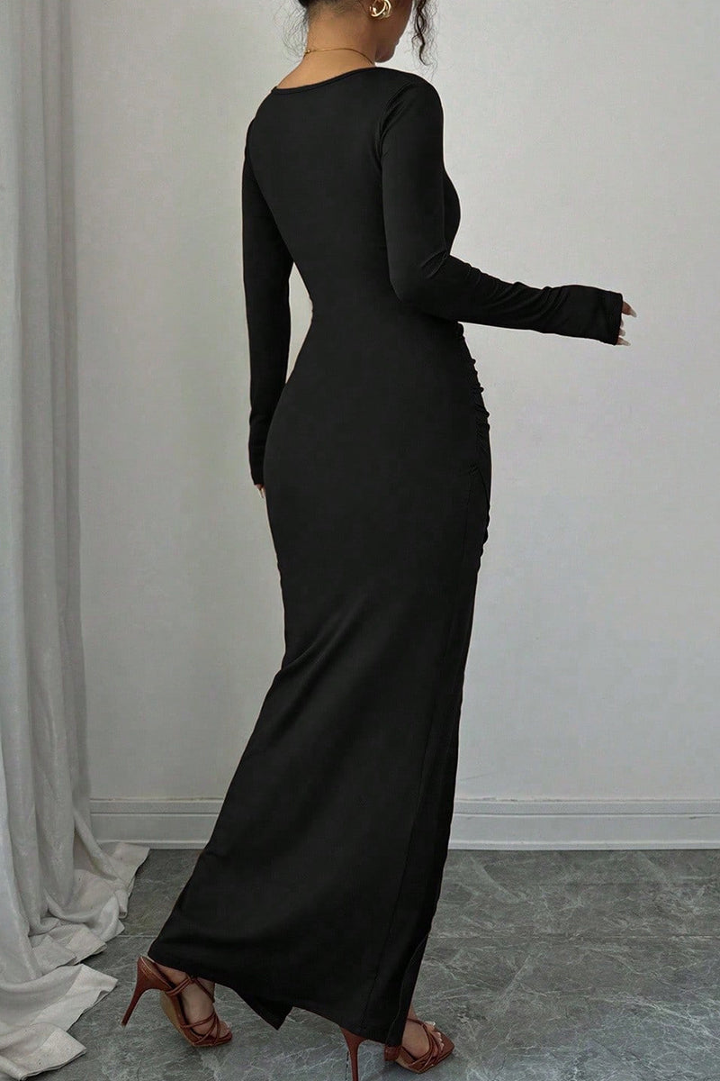 Elegant Long Sleeve Casual Maxi Dress