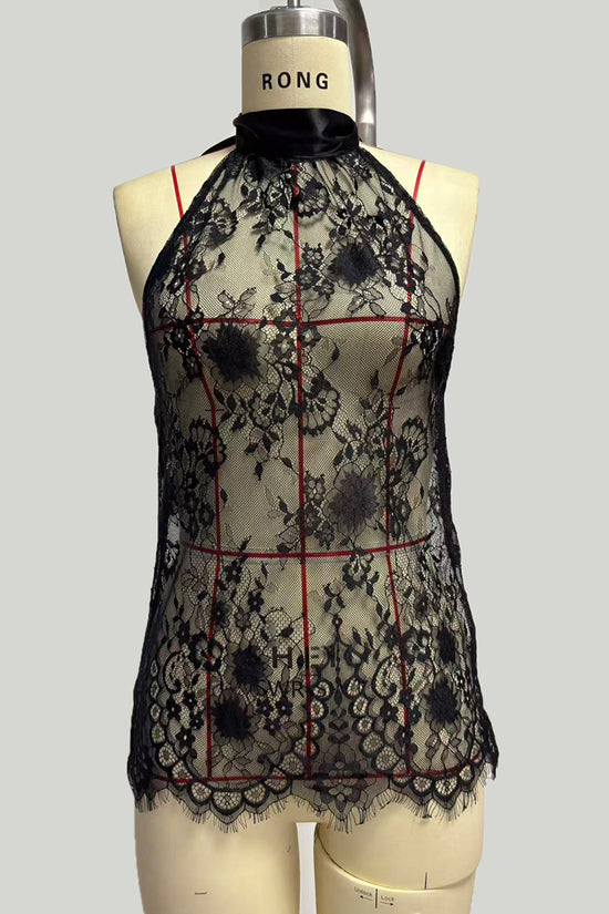 Elegant Lace High Neck Tank Top