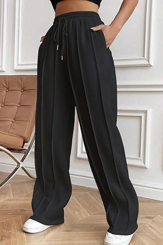 Elegant Drawstring Casual Wide-Leg Pants