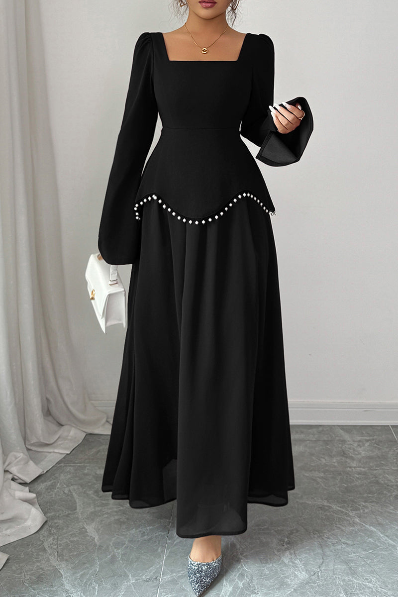 Elegant Square Neck Maxi Dress