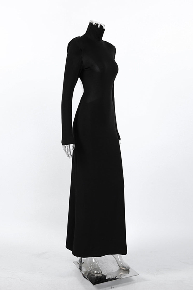 Elegant Backless Long Sleeve Dress