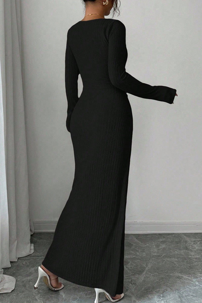 Elegant Long Sleeve Bodycon Casual Dress