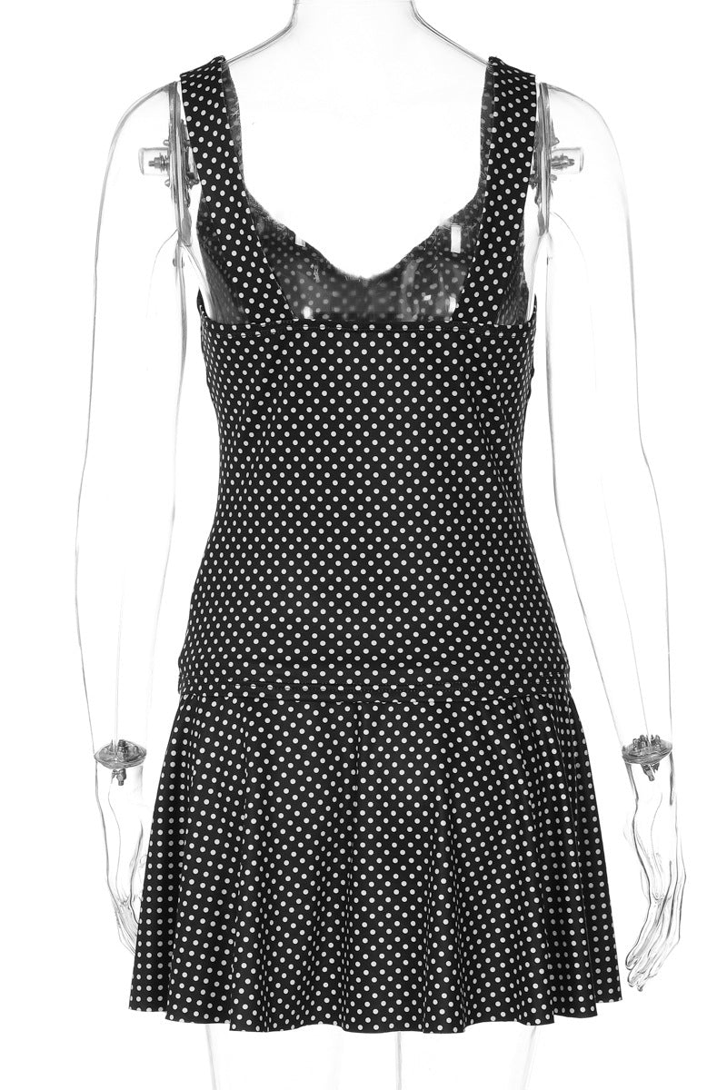 Polka Dot Sleeveless Skirt Set