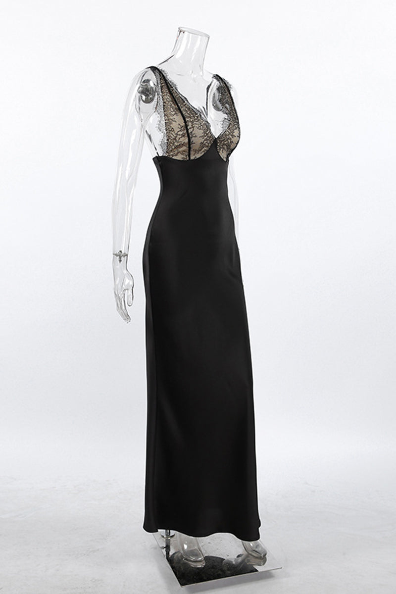 Elegant Sleeveless Lace Midi Dress