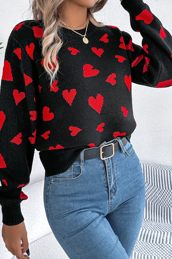 Heart Pattern Long Sleeve Sweater