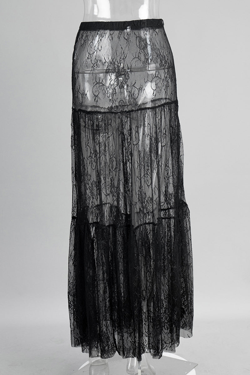 Elegant Lace Midi Skirt