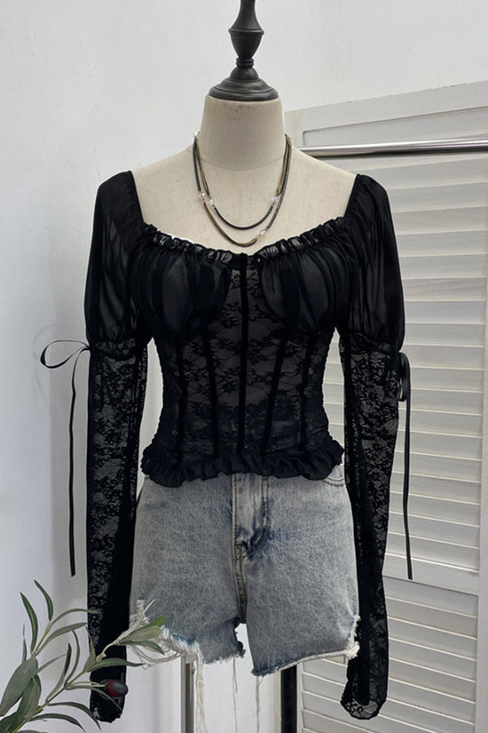 Lace Off-Shoulder Bodycon Blouse