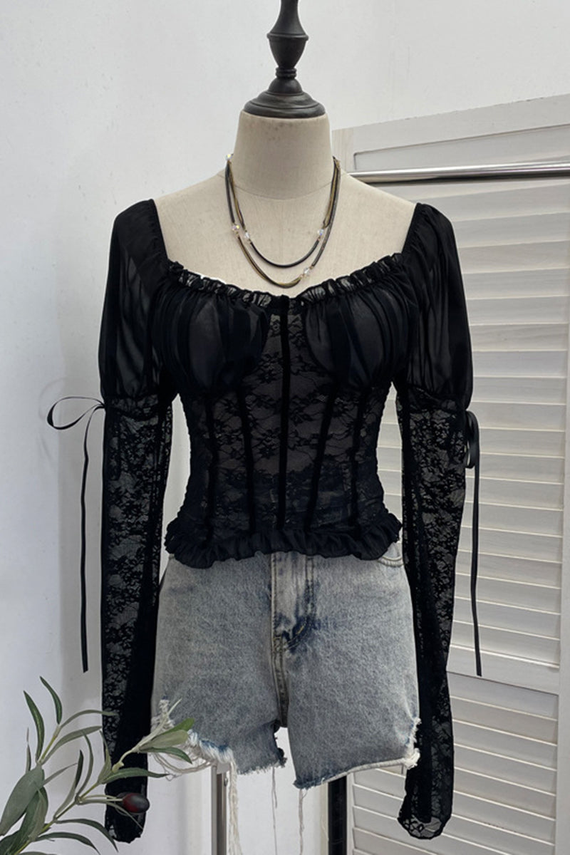Lace Off-Shoulder Bodycon Blouse
