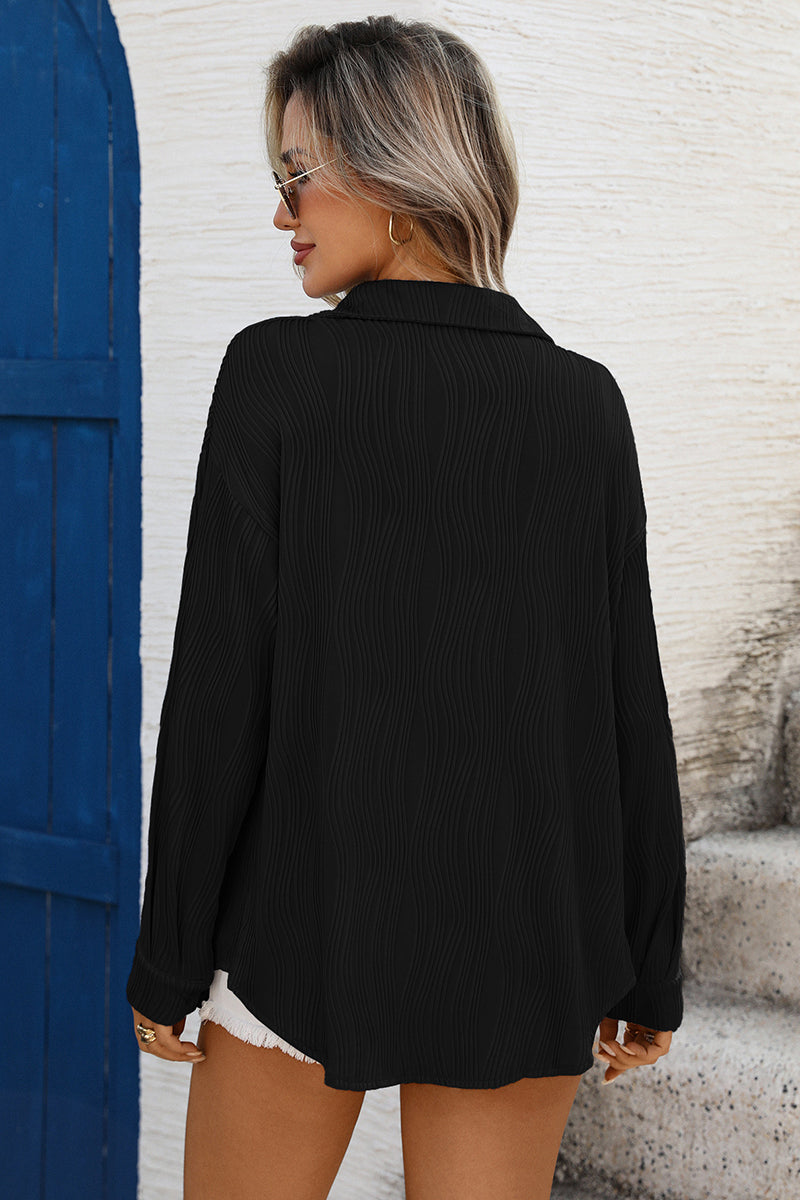 Textured Long Sleeve Blouse