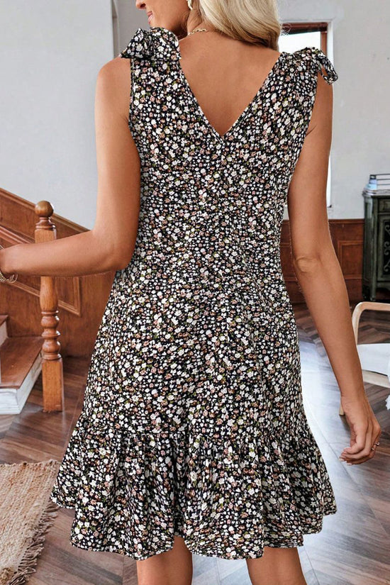 Floral Sleeveless Ruffle Hem Dress