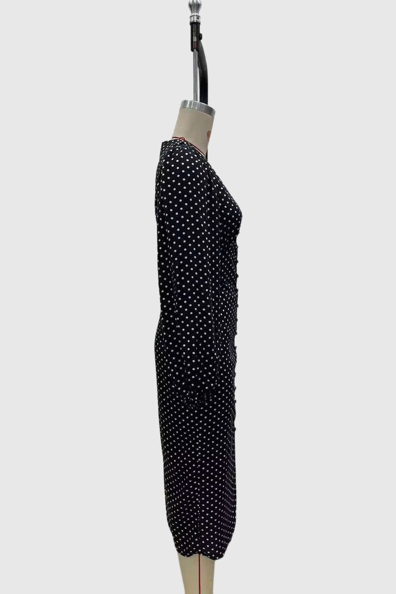 Polka Dot Long Sleeve Casual Dress
