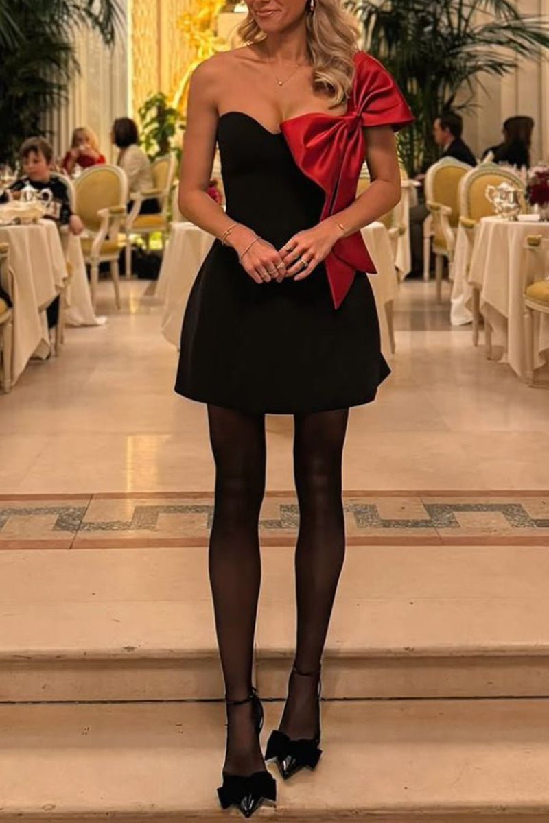 Off-Shoulder Dress with Statement Bow