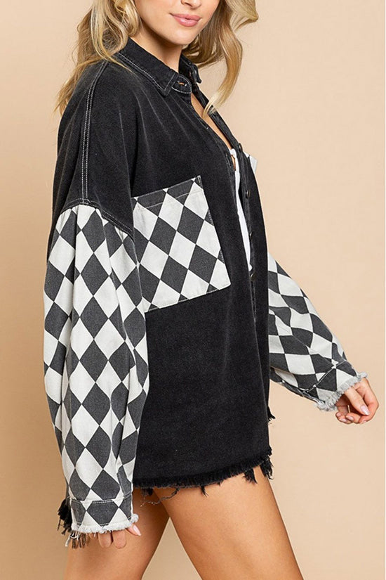 Geometric Pattern Button-Up Jacket