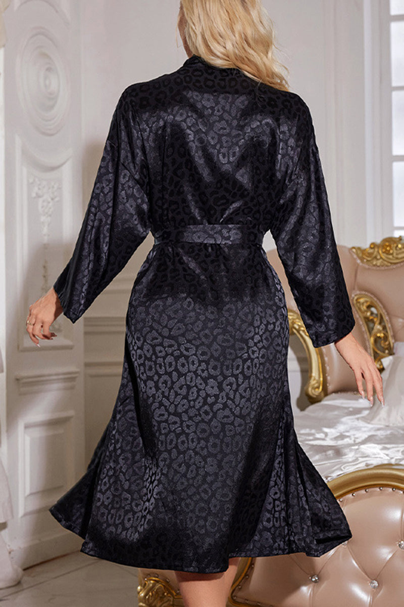 Elegant Leopard Patterned Sleepwear Robe