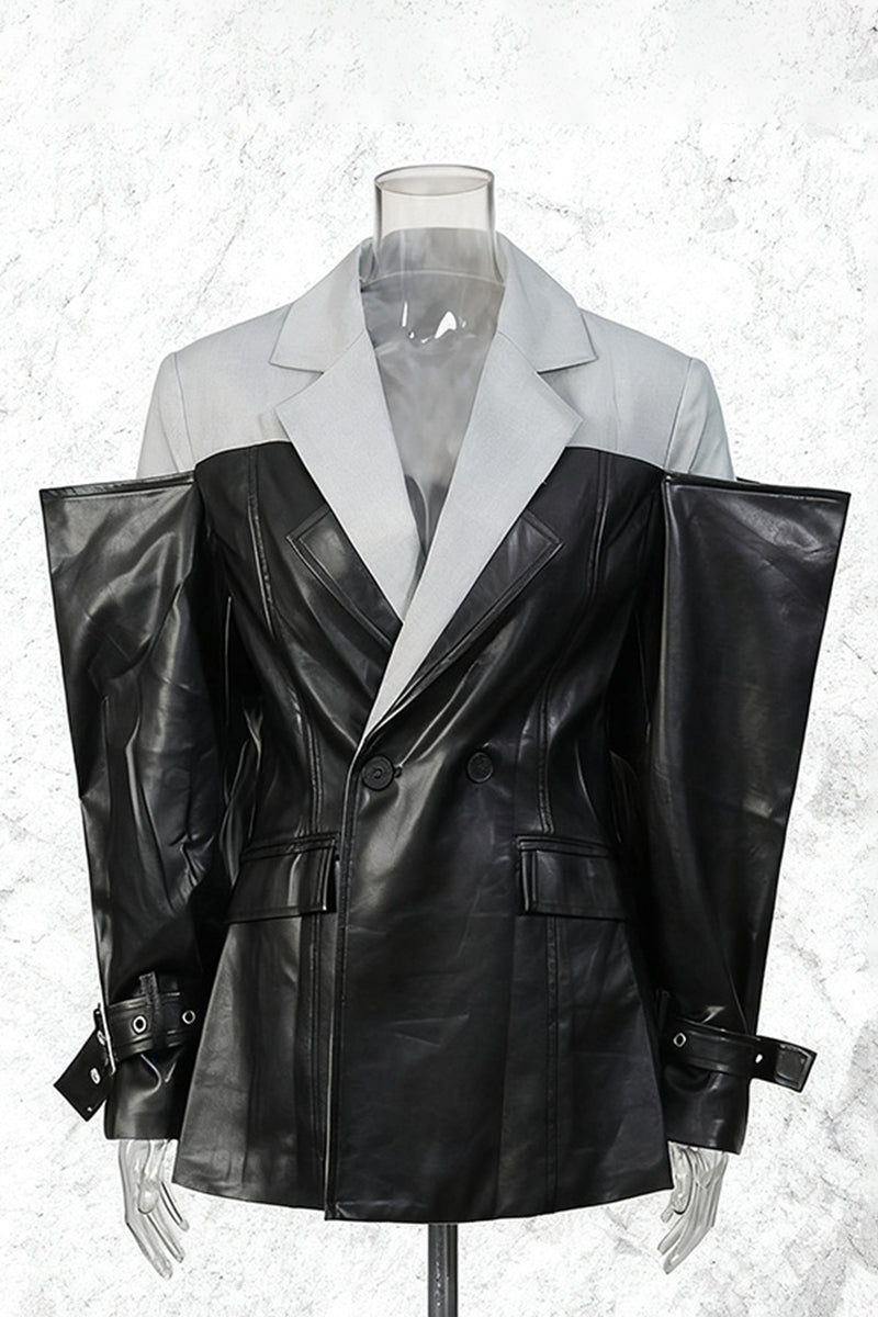 Dual-Tone Double Breasted Blazer Jacket