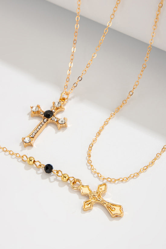 Layered Cross Pendant Necklace