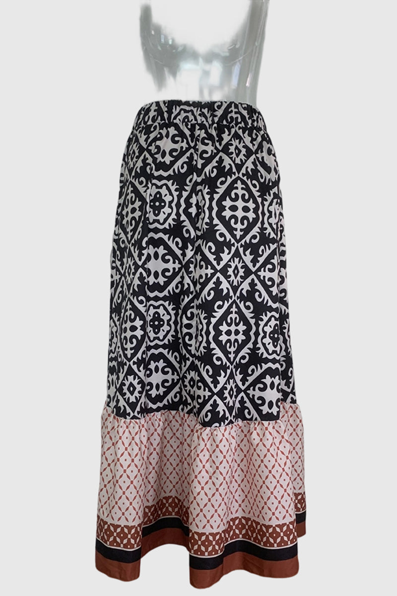 Geo Pattern Midi Skirt