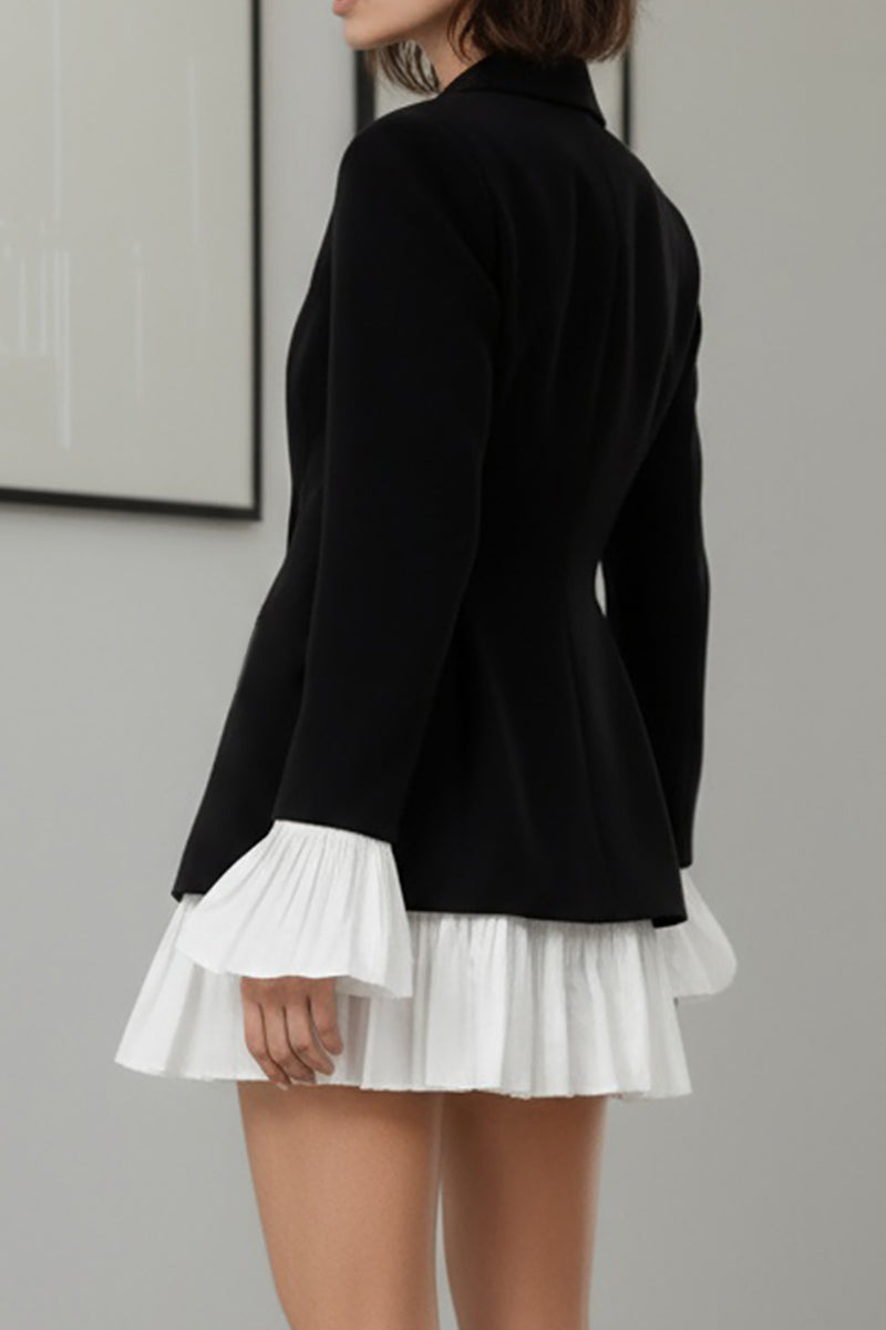 Ruffled Hem Blazer-Inspired Casual Dress