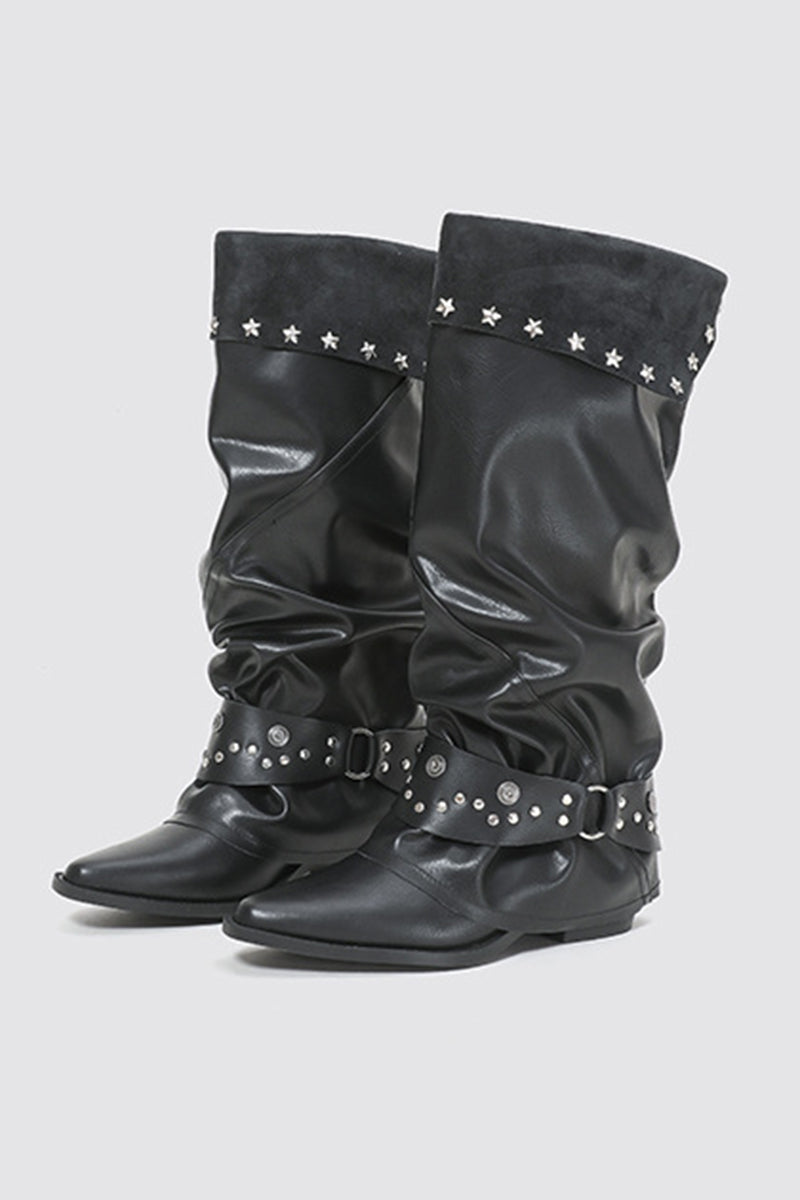Star Studded Slouchy Knee-High Boots