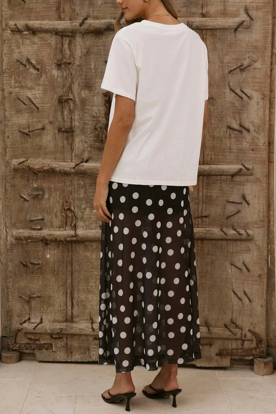 Polka Dot Sheer Midi Skirt