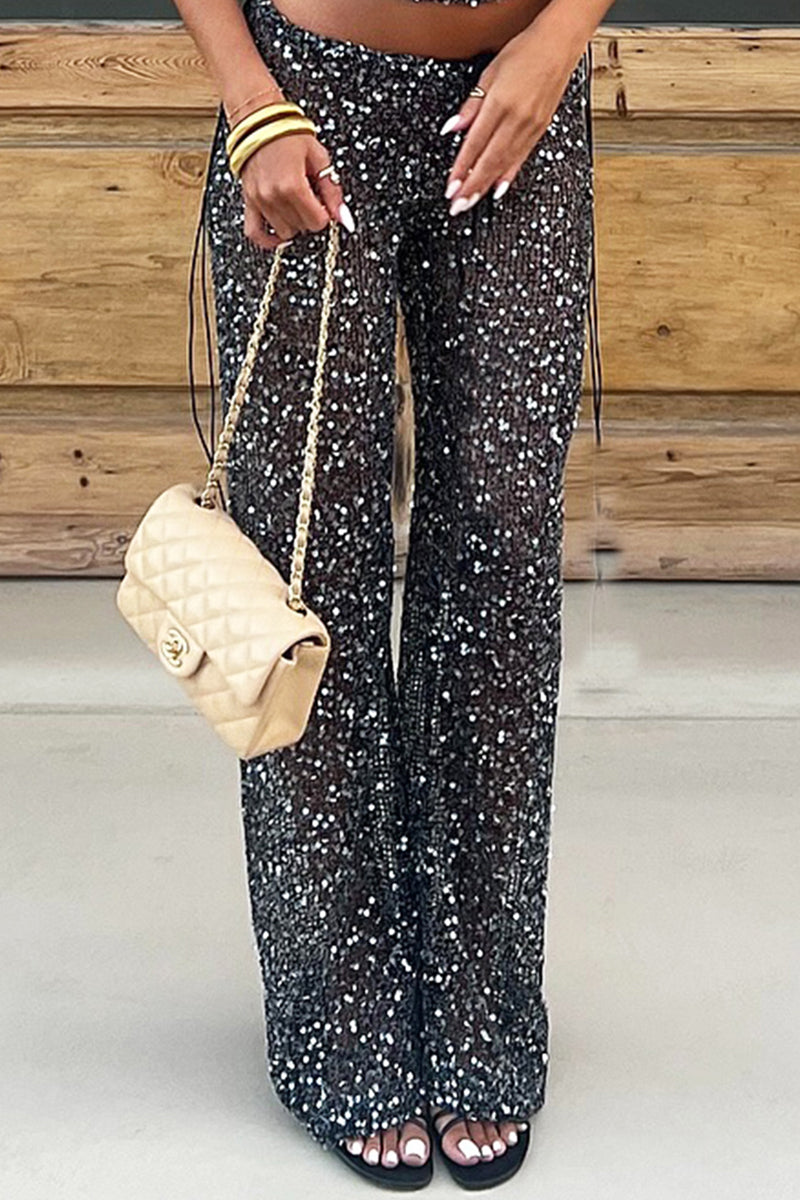 Sparkling Sequin Casual Pants