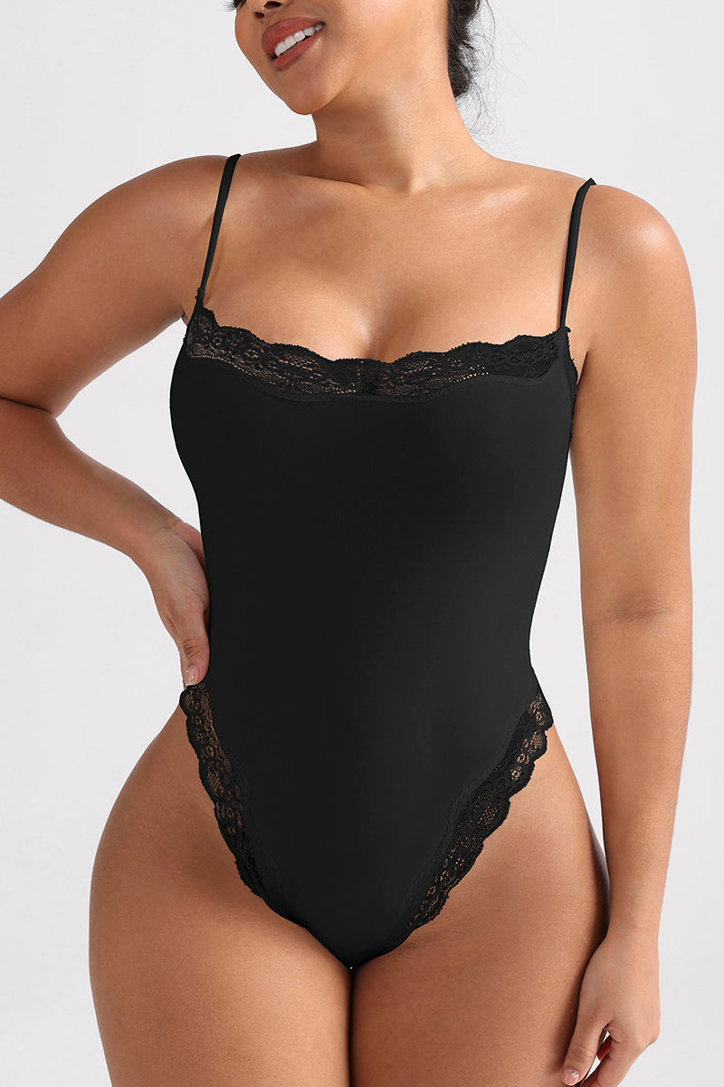 Elegant Lace-Trim Bodysuit