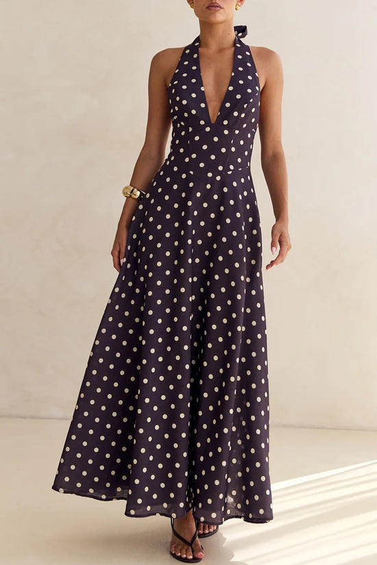 Floral Halter Neck Maxi Dress