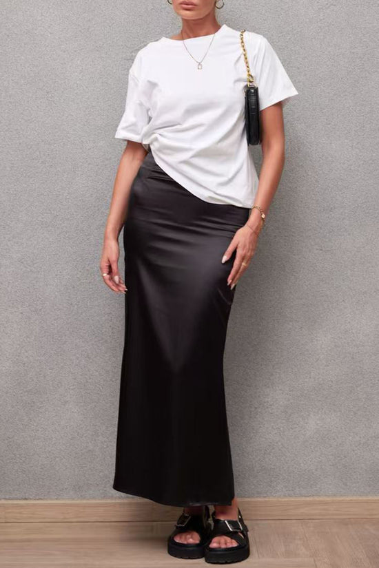 Mermaid-Style High-Waist Midi Skirt