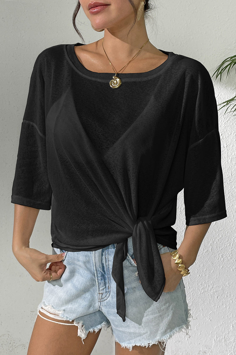 Off-Shoulder Tie Front Beach Cover-Up