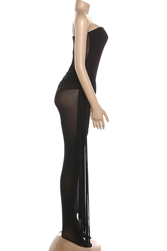 Elegant Strapless Sheer Jumpsuit