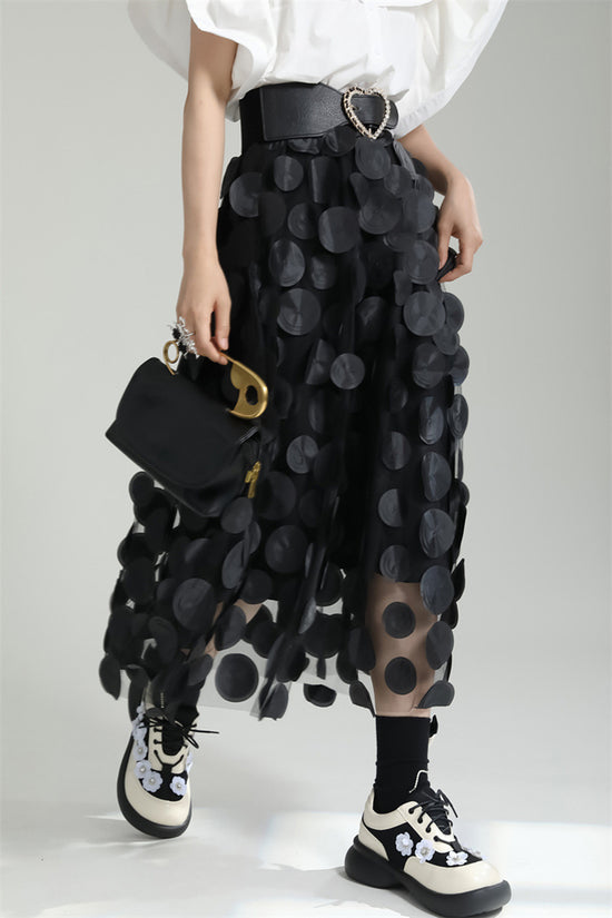 Textured Circle Pattern Midi Skirt