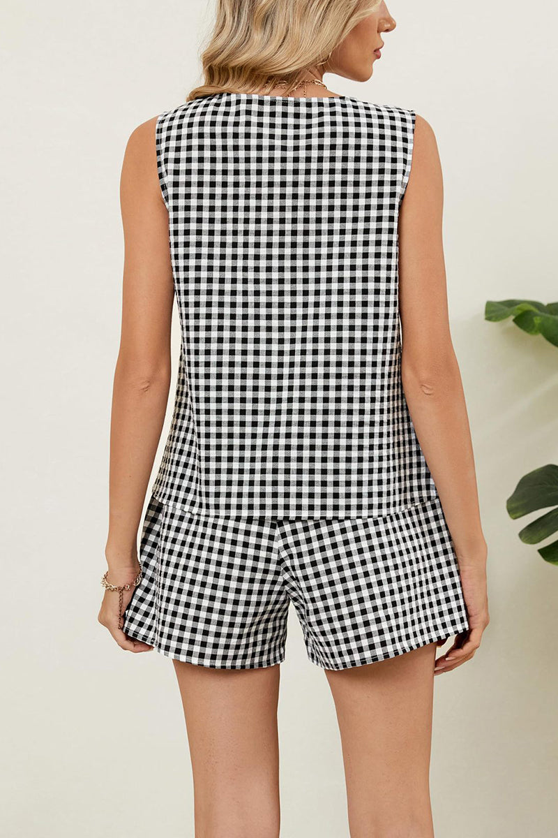 Checkered Sleeveless Two-Piece Set