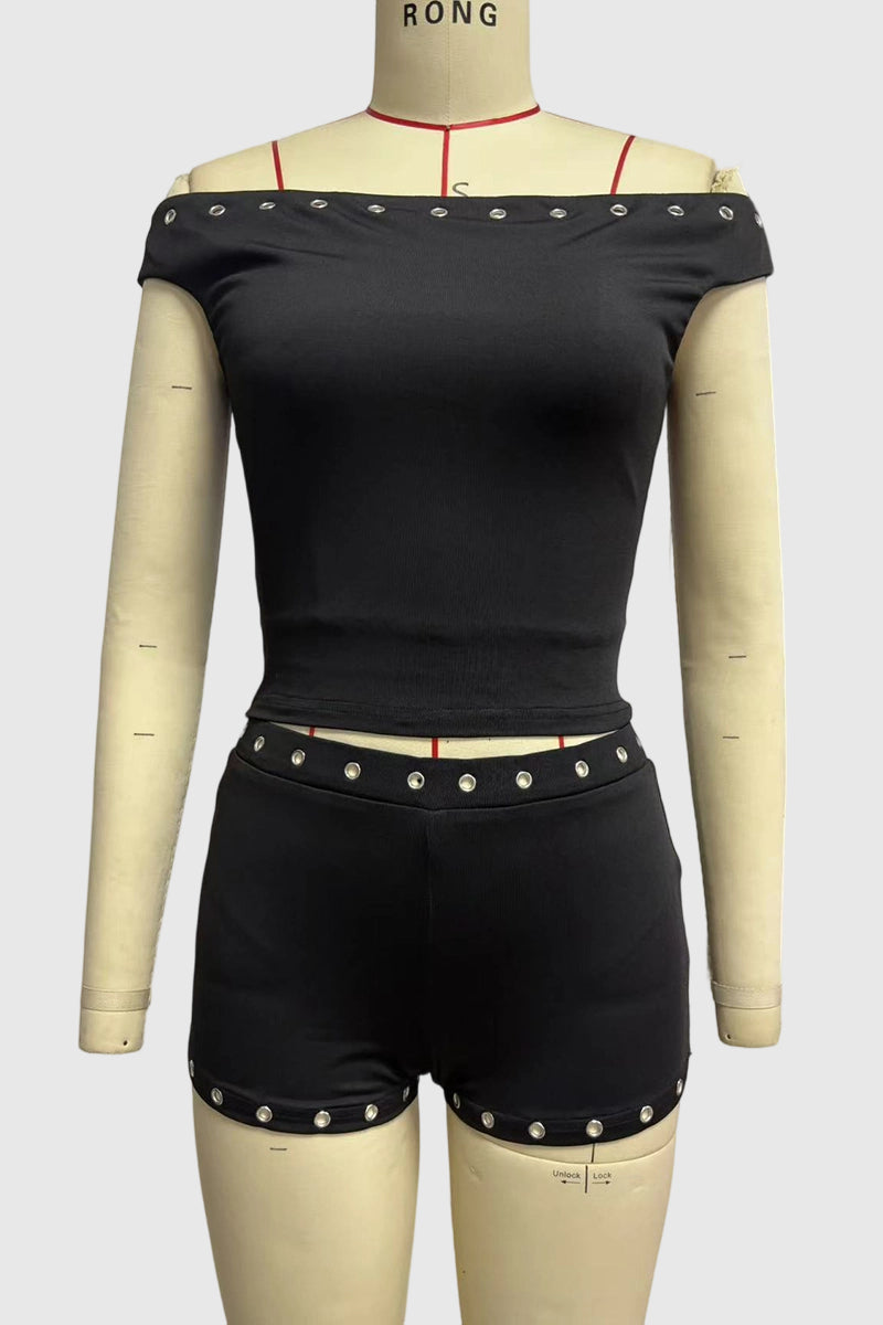 Off-Shoulder Studded Crop Top