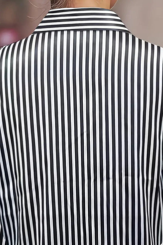 Striped Long Sleeve Button-Up Blouse