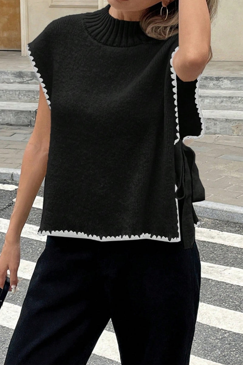 Chic Sleeveless Sweater Vest with Side Tie