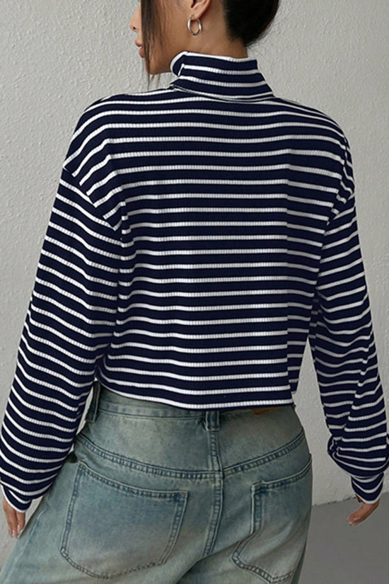 Striped Turtleneck Cropped Tee