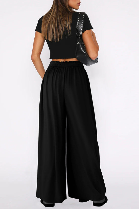 Flowing Wide-Leg Casual Pants