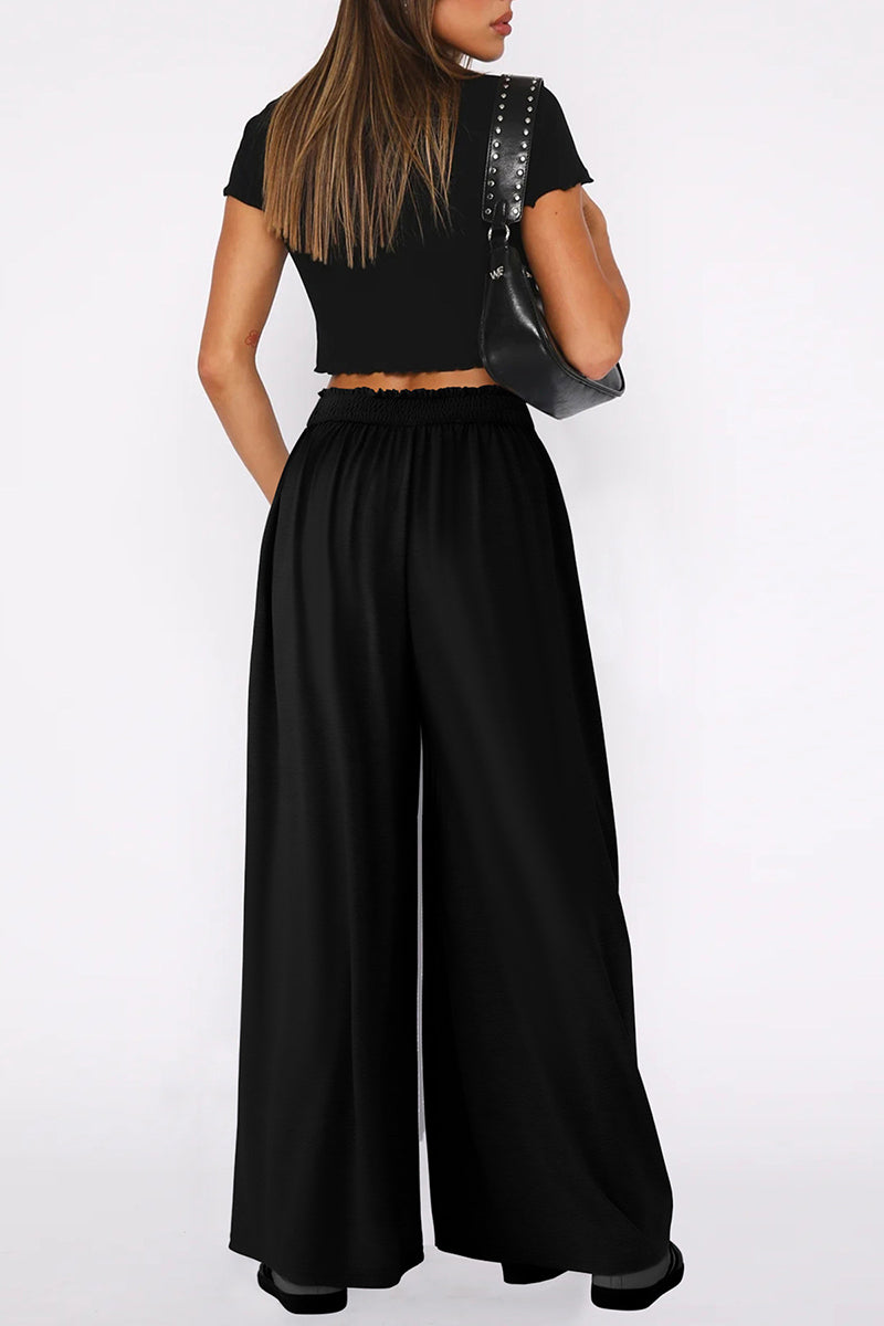 Flowing Wide-Leg Casual Pants