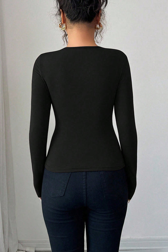 Ring Detail Long Sleeve Top