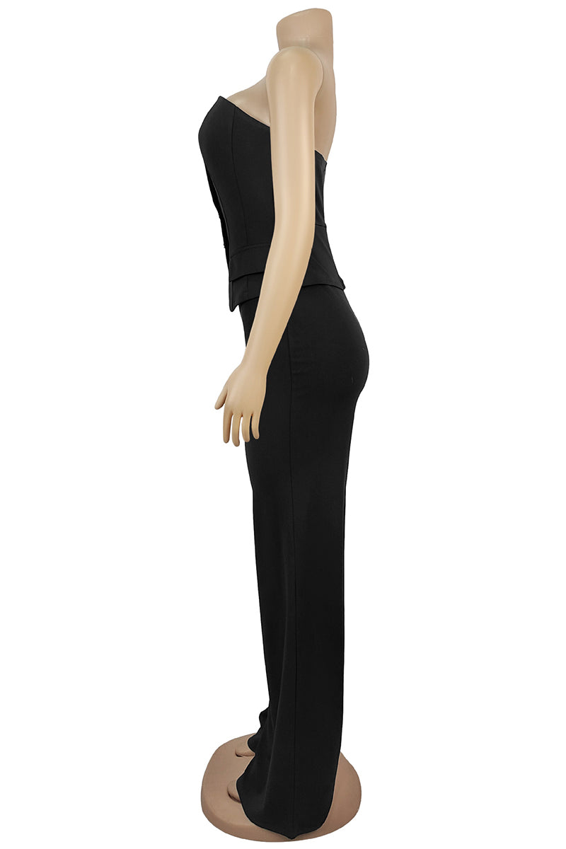 Strapless Buttoned Jumpsuit