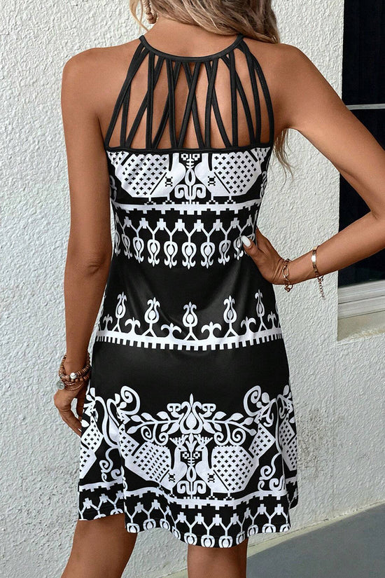 Geometric Strappy Casual Dress