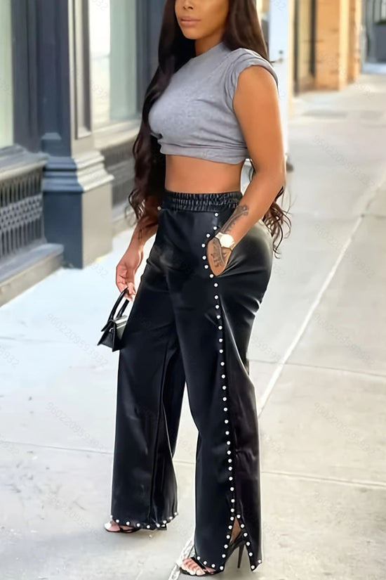 Utility Pocket Faux Leather Pants