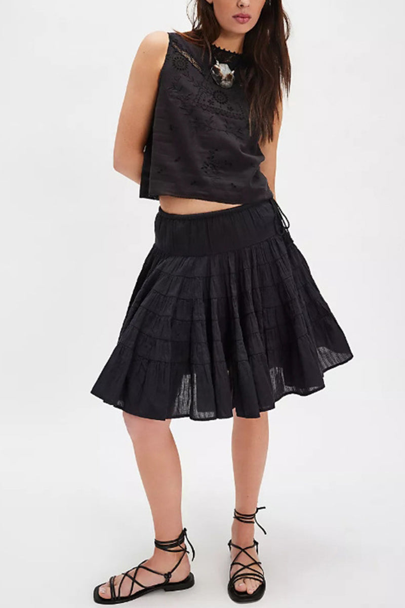 Ruffled Layered Midi Skirt