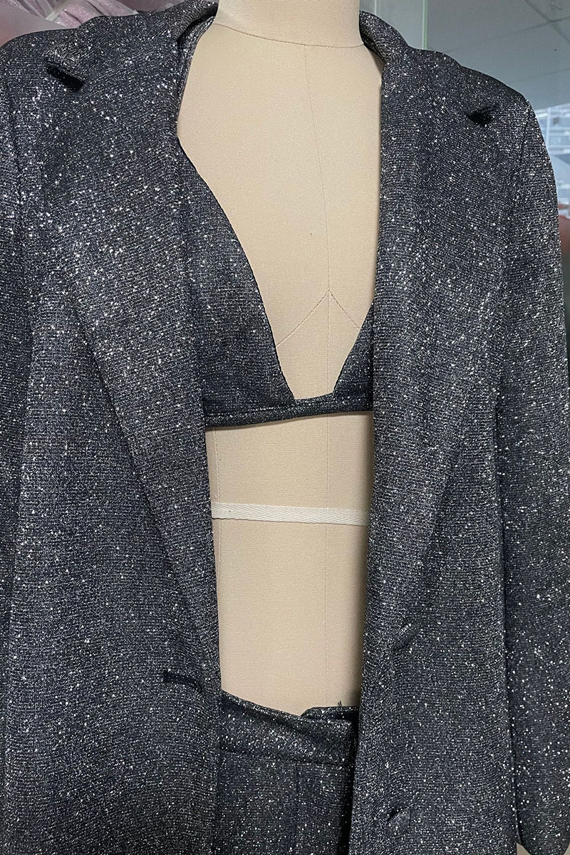 Sparkle Three-Piece Blazer Pants Set
